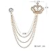 Rhinestone Crown Long Chain Brooch.Gold Silver Tassel Brooch Pins,Retro Crystal Suit Pins Collar Coat Pin for Men's Accessories Pin Husband Gifts (Gold)