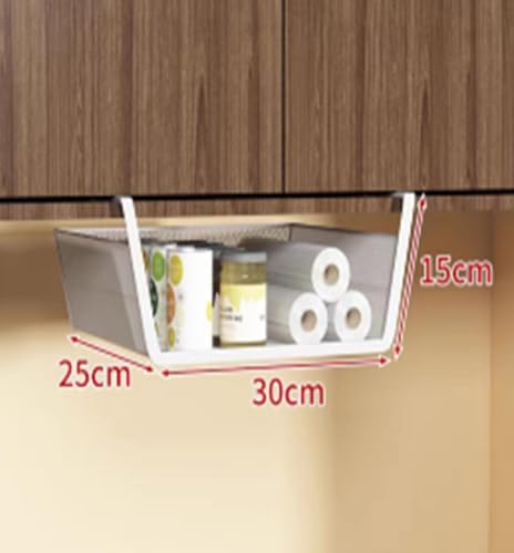 Image of Styleys Under Shelf Baskets - Mesh Wire Rack Shelf Organizer Hanging Baskets for Office Kitchen Pantry Organization and Storage (12-inch, White), 1 Pieces - S11036A