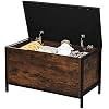 Shoe Storage Bench with lid Bed End Bench wPadded Seat PU Leather Flip Top Storage Ottoman Entryway Storage Stool for Bedroom Hallway Living Room Entryway Vintage Brown