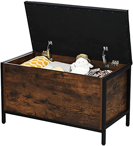 Shoe Storage Bench with lid Bed End Bench wPadded Seat PU Leather Flip Top Storage Ottoman Entryway Storage Stool for Bedroom Hallway Living Room Entryway Vintage Brown