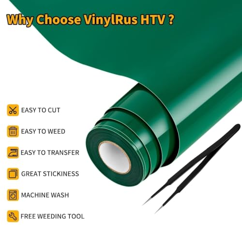 Image of VinylRus HTV Heat Transfer Vinyl Roll, Green, 12 inch x 25FT