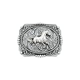 WEIJFRFJ 1PC Western Cowboy Retro Antique Golden Horse Engraved Pattern Fashion Versatile Belt Buckle Men's Accessories(GRAY)
