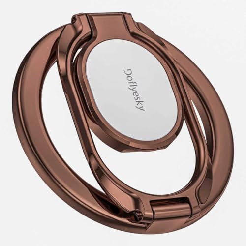 Image of Doflyesky Magnetic Phone Ring Holder for Magsafe Phone Grip, Double-Sided Magnetics Adjustable Gym Finger Ring Grip Kickstand, Removable Phone Grip, for iPhone, iPad and Smartphones(Brown)