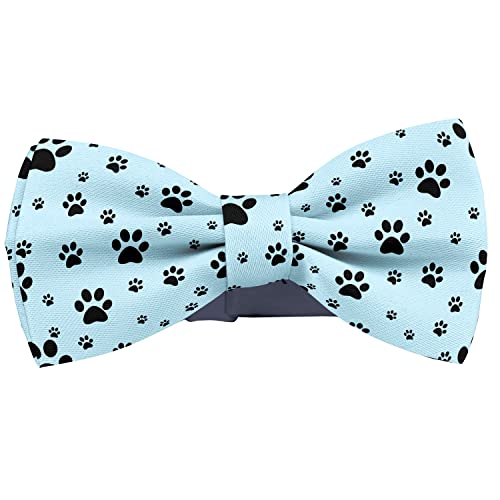 KAWAMOUSE Adjustable Pre-tied bow tie for Men (Dog Paw Print Traces Pattern) Elegant Cute Bowties for Dogs Cats Pets