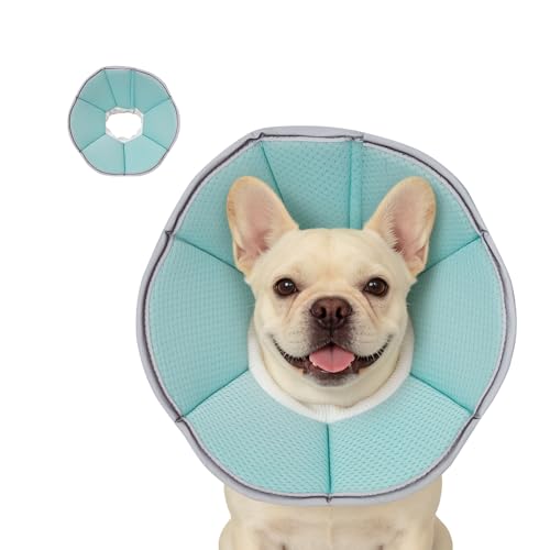 Image of MAXFUT Dog Cone Collar,Soft Cone for Dogs to Stop Licking After Surgery,Non Inflatable Dog Donut Cone (Light Blue, M)