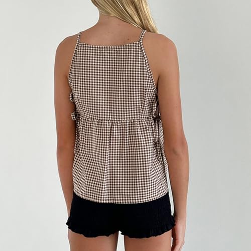 Women Y2k Bow Tie Side Tank Top Sleeveless Lace Up Split Babydoll Top Cute Peplum Vest Going Out Shirts3