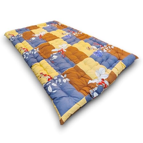Image of Deevine Craft Soft Cotton Foldable Mattress - Lightweight, Firm Single Gadda | 3D Design Print, 72x36 Inches (3x6 ft) | Portable for Picnic, 1 Sleeping Capacity (Brown Check Mattress)