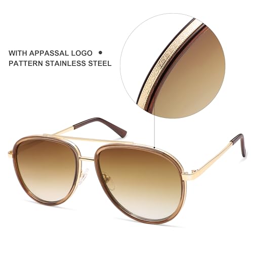 Retro Aviator Sunglasses for Women Mens Double Bridge 70s Shades AP36883