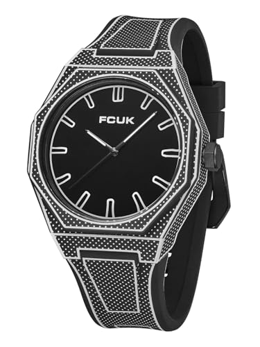 Image of FCUK Escarp Quartz| Analog Display | Black Dial | Black Silicone Strap | Watch for Men - FCMX09B