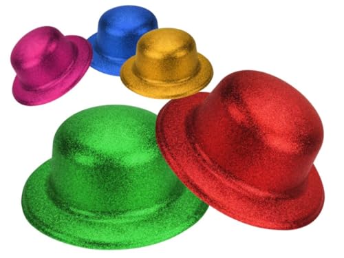 CAPRILO Lote de 12 chapéus com purpurpurinas bordôs, cores sortidas. Cotilhões. Acessórios para festas e eventos. Decoração original para casamentos, comunhões e aniversários.