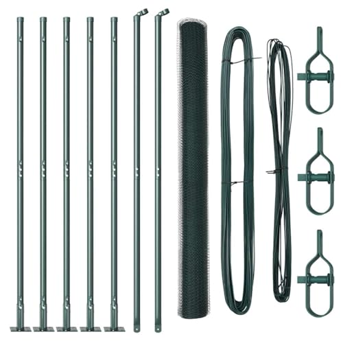 vidaXL Valla Hexagonal Verde 10 x 1,4m | Cerca de Acero y PVC Duradera, Fácil de Montar, Barrera Versátil para el Jardín, Panel de Terraza Exterior, Enclosure de Seguridad, Paneles de Privacidad para