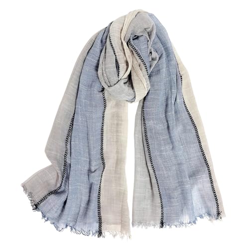 Mens Scarf Soft Fashion Scarf for Men Cotton Linen Large Scarves Warm Shawl Scarf Gifts for Men (Greybluekhaki)