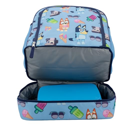 Image of AI ACCESSORY INNOVATIONS Bluey & Bingo 2 in 1 kids Backpack, 16 inch School Bag with Insulated Pocket & Bento Box for Boys & Girls, Blue