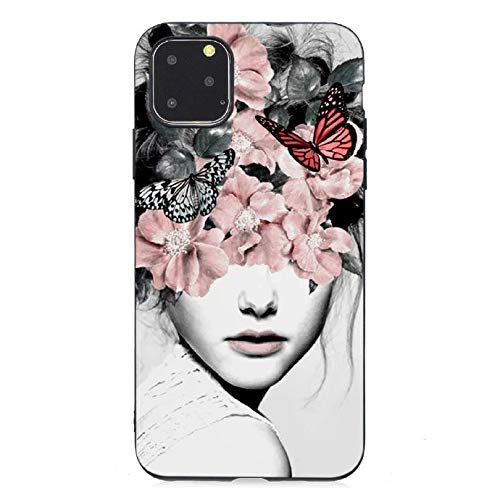 TPU Crystal Clear Cover Compatible with iPhone 11 Pro Max,Transparent Soft Colorful Flexible Plastic Durable Rubber with Creative Shockproof [Drop Protection][Exact-Fit] Back Bumper