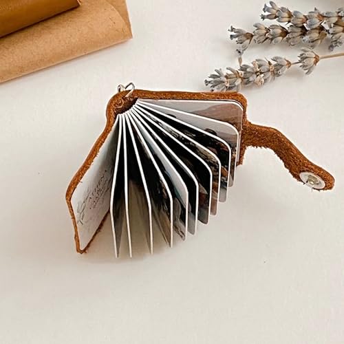 Flashing Click Customizable Leather Mini Photo Album Keychain - with 12 to 24 Photos - Gift Idea for Father's Day, Birthdays, Anniversaries, or Special Moments