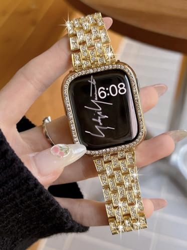 Correa de reloj dorada con brillo para iWatch miniatura 6