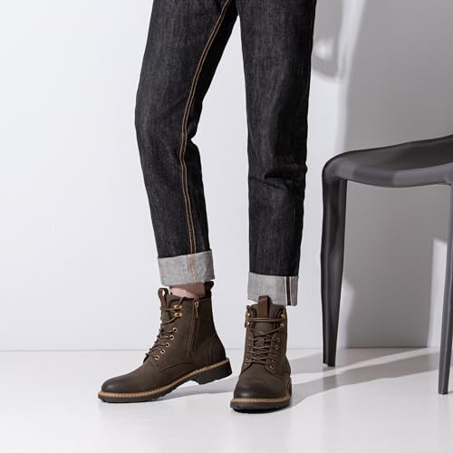 Image of Vostey Mens Boots Motorcycle Casual Boots for Men Zipper Fashion Chukka Boots Mens