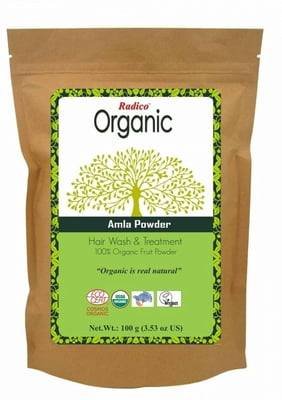 RADICO - Organic Amla Powder - Unparalleled care for beautiful hair - Promotes hair growth - Prevents grey hair - Reduces dandruff - Fights hair loss - 100 gr