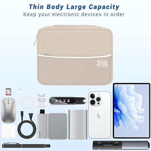 Image of Electronics Organizer,Travel Cord Organizer Pouch,Cable Organizer Bags | Waterproof Electronic Accessories Storage Case for Cables, Cords, Charger, Phone (Three Layer-Beige)