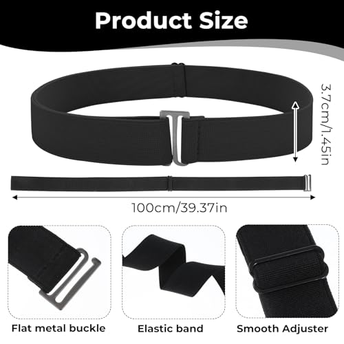 2PCS No Show Women's Stretch Belt Invisible Adjustable Elastic Belts Elastic Web Strap Waist Stretch Belt with Flat Buckle for Jeans Pants Dresses2