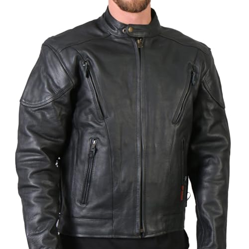 Leather Motorcycle Jacket (Black, Size 52)
