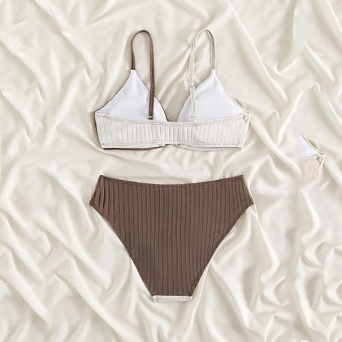 IWIHMIV Girls' Swimsuits Two-Piece V-Neck Bikini Adjustable Shoulder Straps Swimsuit Kids Sport High Waist Bikini Set2