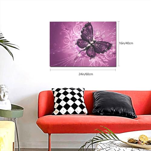 Toile moderne papillon rose décoration murale OUSIKA tableau tableau