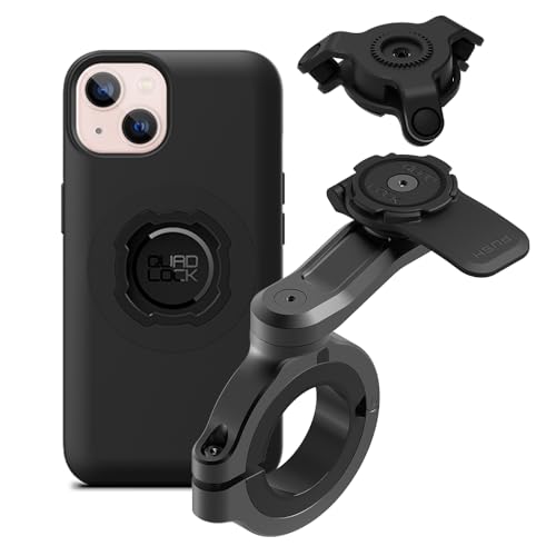 Image of Quad Lock Motorcycle Handlebar Phone Mount PRO - Large with Vibration Dampener and MAG Phone Case for iPhone 13