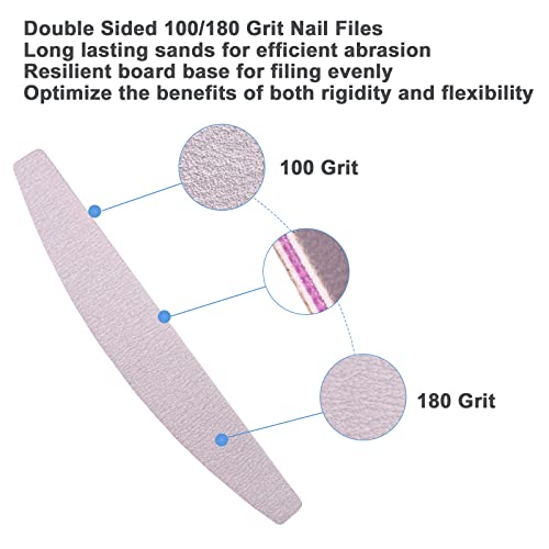 Nail File and Buffer (6 Pcs), Buffer Block Nail Files Double Sided 100/