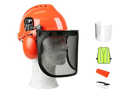 Proyama Chainsaw Helmet, Helmet With Face Shield And Ear Muffs, Forestry Safety Helmet With Hearing Protection System, Face Protection Equipment With Two Protective Visors #TOP11