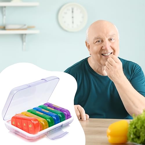 Image of Premium weekly pill organizer 4 times a day, Medicine organizer box| Medicine box, portable travel pill box weekly with large compartments moisture-proof pill case for vitamin, Medicine, pills, supplements