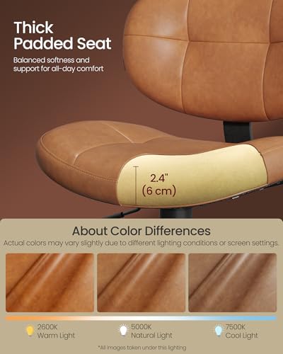 Image of VASAGLE Bar Stools Set of 4, Height Adjustable Kitchen Barstools, Swivel Bar Chairs with Back and Footrest, Quilt PU Leather Surface, Dining Room, Counter, Steel, Caramel Brown ULJB150K101S-2J