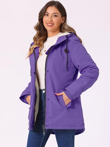 Allegra K Women's Parka Coat Tie Waist Pockets Faux Fur Hooded Jackets3