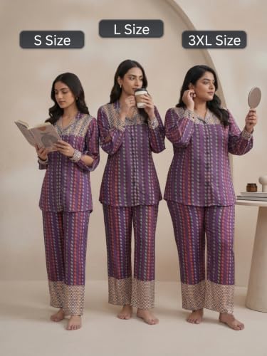 Image of GRECIILOOKS Co Ord Set for Women Stylish Printed Lounge Wear | Relaxed Fit French Crepe Coord Set for Women with Collared Shirt & Pants | Premium Travel Airport Vacation Western Outfit