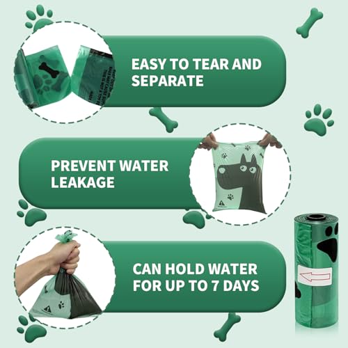 Image of Dog Poop Bags, 600 Count Heavy Duty Waste Bags for Dog, Doggy Poop Bags for Outdoor Walk | Leak-proof | Sturdy | Easy Open | Scented (Deep Green, 600 Count (40 Roll))