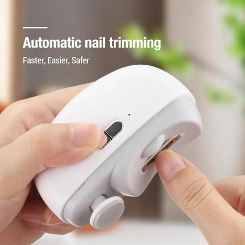 Image of amiciCare 2 in 1 Electric Nail Polisher, Dual Speed Rechargeable Portable Nail Clipper for Baby and Adult, Automatic Nail Trimming, Auto-Shut with Collector