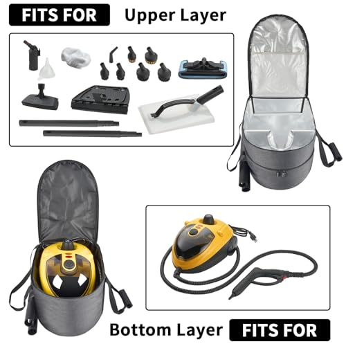 Steadtep Bag for Wagner Spraytech 0282014 915e Portable Steam Cleaner, Foldable Handheld Steamer Storage Case Container for 18 Accessories Cleaning Brushes, Wallpaper Steam Plate with Pockets-Bag Only