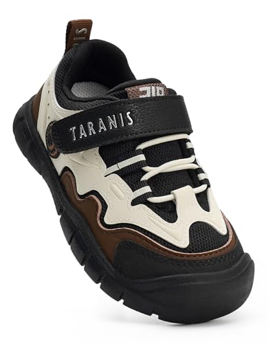 Boys Hiking Shoes Kids Outdoor Sneakers with Protective Rubber Toe Cap and Non-Slip Sole for Camping Trekking Trail Running (Little/Big Boys) 7-8Years Black-Brown - image 1