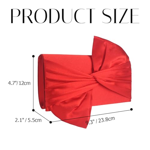 Image of Satin Evening Bag Bow Flap Clutch Purse for Women,Elegant Clutch Handbag for Formal /Party /Prom /Wedding
