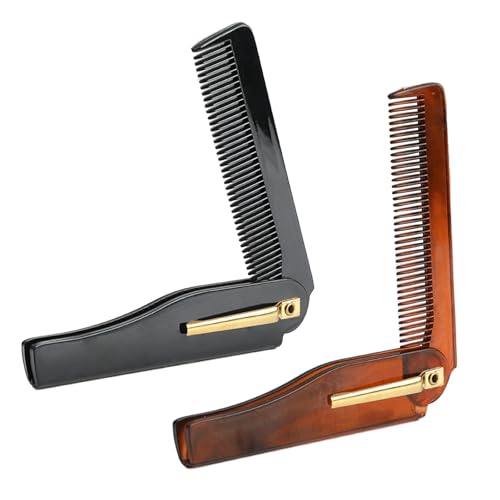 Lot de 2 peignes pliables premium pour homme, accessoire essentiel pour le soin de la barbe, design portable et compact, parfait pour un usage quotidien et voyage