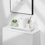 Luxspire Bathroom Vanity Tray, Resin Toilet Tank Tray, Kitchen Trays, 11" x 4" Rectangle Bathroom Tray for Counter, Marble Tray for Soap Dispenser Perfume Jewelry, Small, White Marble - Image 3