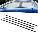MotorFansClub 4PCS Weatherstrip Window Seal for Honda Civic 2006 2007 2008 2009 2010 2011, Door Outside Trim Seal Belt, Black