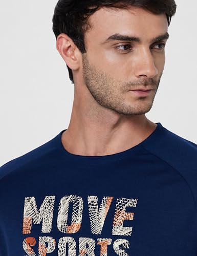 Image of Jockey MV02 Men's Super Combed Cotton Blend Graphic Printed Round Neck Half Sleeve T-Shirt with Stay Fresh Treatment Navy M