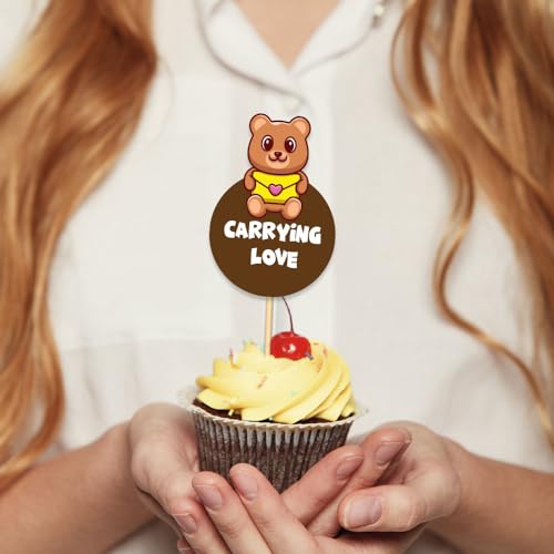 Image of Festiko Set of 8 Pcs Bear Theme Happy Birthday Cupcake Topper, Cake Decoration Supplies, Bear theme birthday decorations
