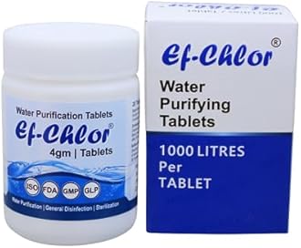 Ef-Chlor 4g Water Purification Tablets | Purifies 1000L Per Tablet | 20 Tablets Jar for 20000L | General Disinfection & Sterilization | Overhead & Underground Tank Water Treatment