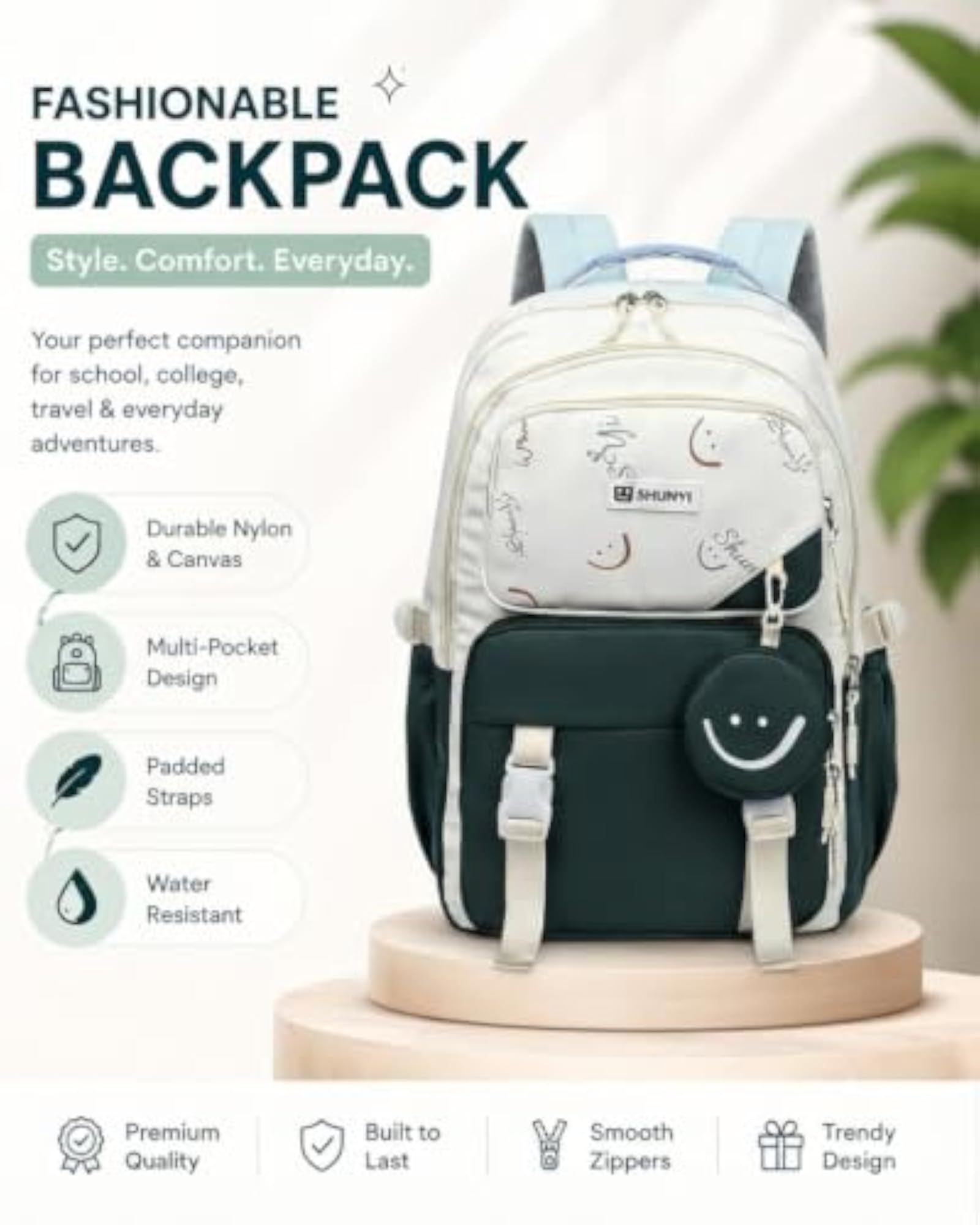 Stylish Backpack for College Women, Casual Design