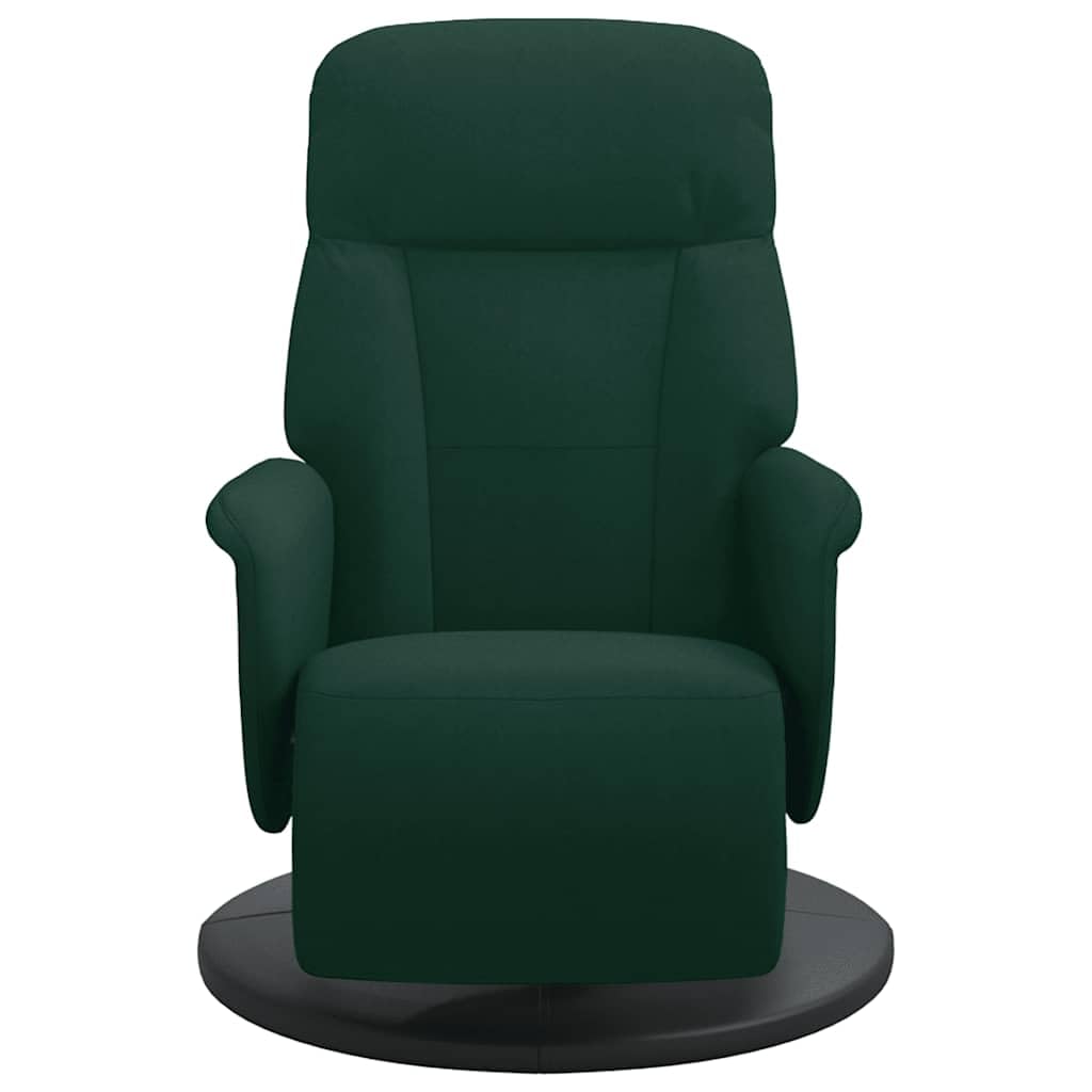 Fotel relaksacyjny z podnóżkiem, ciemnozielony aksamit, regulowany, obrotowy, z funkcją leżenia, ergonomiczny, wygodny fotel do salonu, biura, kącika do czytania, kominka