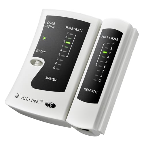 VCELINK GJ468 Network Cable Tester, RJ45 Ethernet Cable Tester for Cat5/Cat6/Cat7 LAN Cable & RJ11 Phone Cable