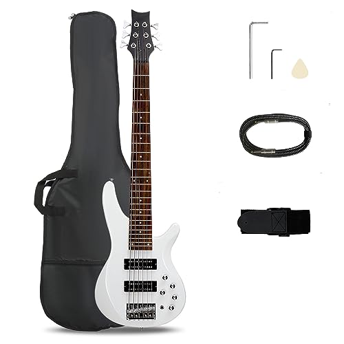 Ktaxon 6 string bass white upgraded