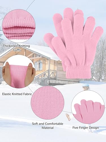 Glooarm 12 Pairs Kids Gloves Winter Toddler Full Fingers Knit Gloves Children Stretchy Warm Gloves Bulk for Boys Girls3
